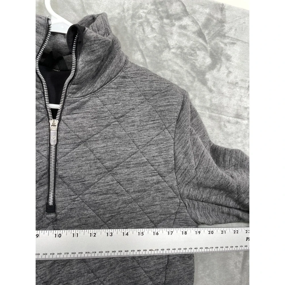 Lululemon Forever Warm Pullover Womens Size 6‎ Gray Quilted 1/4 Zip Lined Chunky